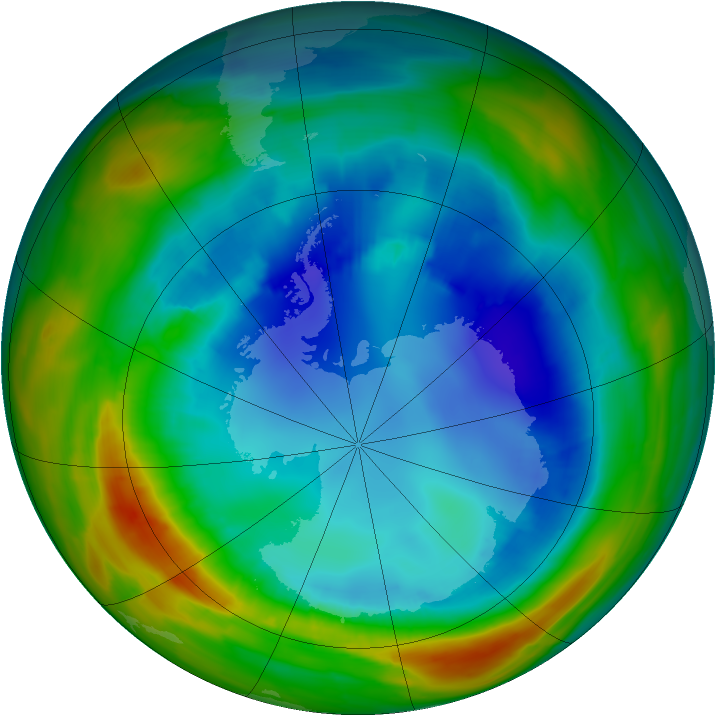 Antarctic ozone map for 21 August 2014